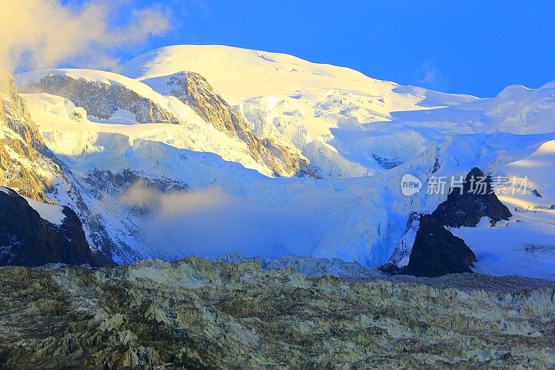 勃朗峰，Aiguille Du midi, Bossons冰川高山景观- Chamonix